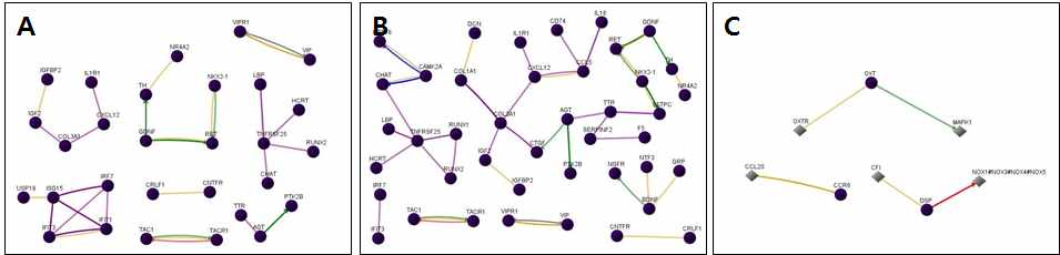 그림 23. Cytokine 관련 유전자의 functional network