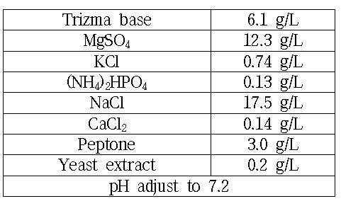 Arificial Sea Water (ASW-YP) 배지의 조성