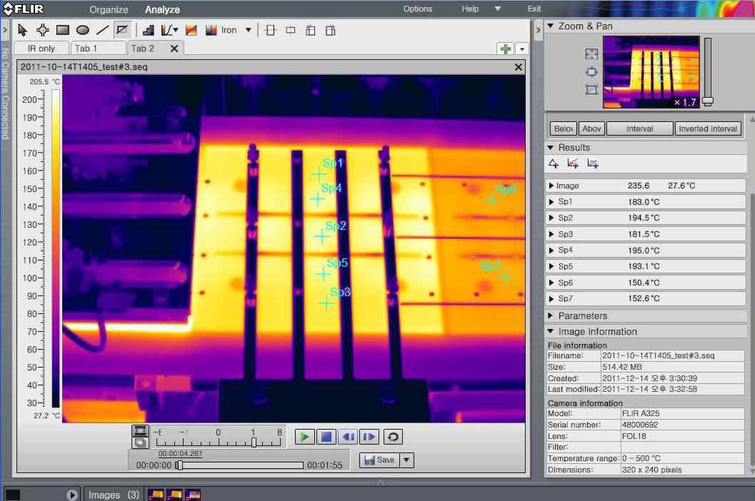 Temperature distribution of the preheating plate