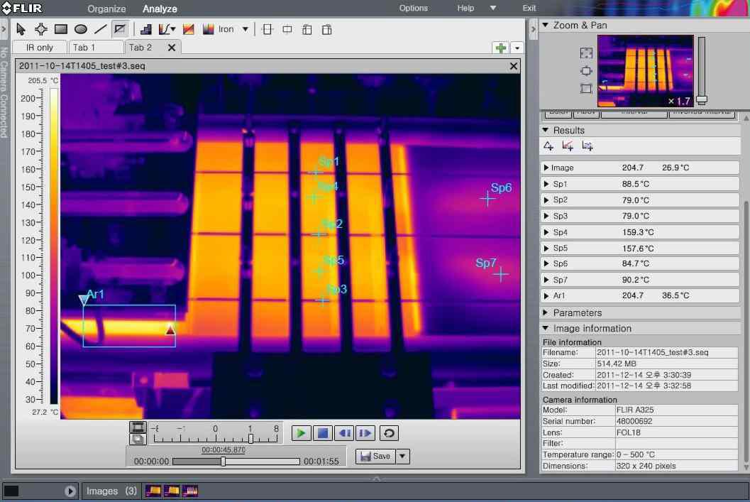 Temperature distribution during laser tabbing