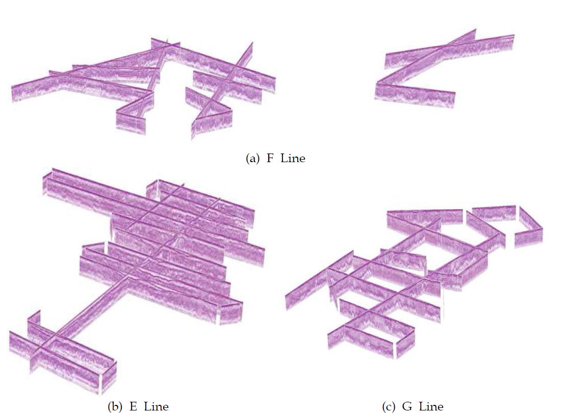 총 73개 측선(측선연장=96km)에 대한 3차원 Fence Diagram