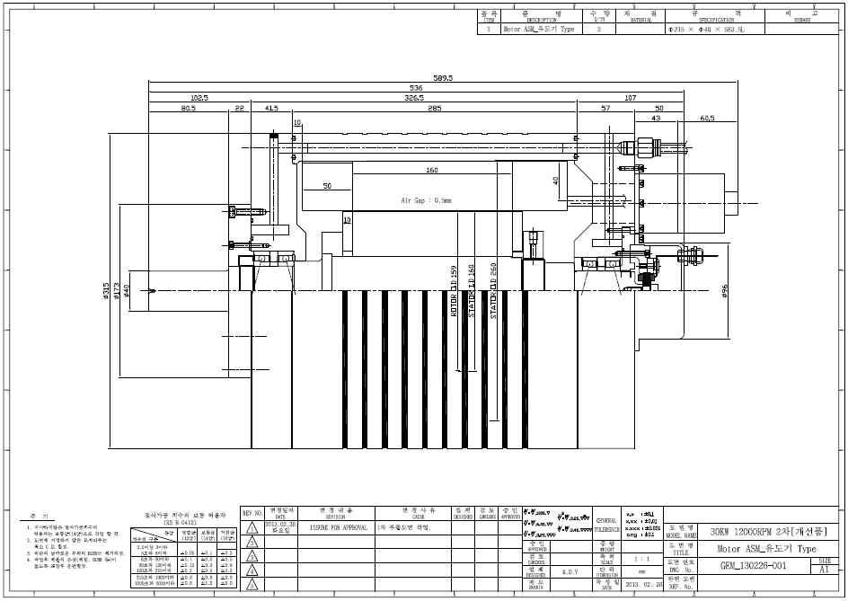30kW 고속전동기 제작도면