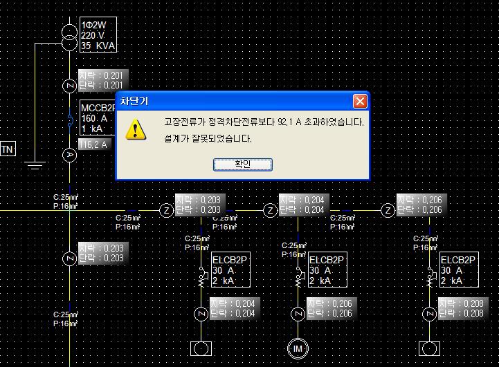 사고 전류 알람 발생