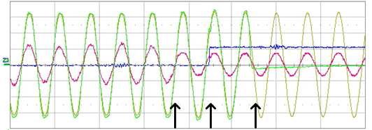 계통연계모드에서 단독운전모드 전환 시 실험파형