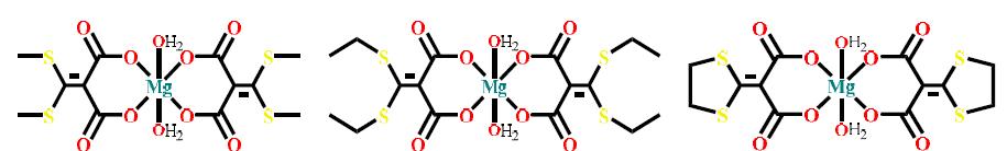 단핵 마그네슘 금속 착화합물 분자구조의 실례