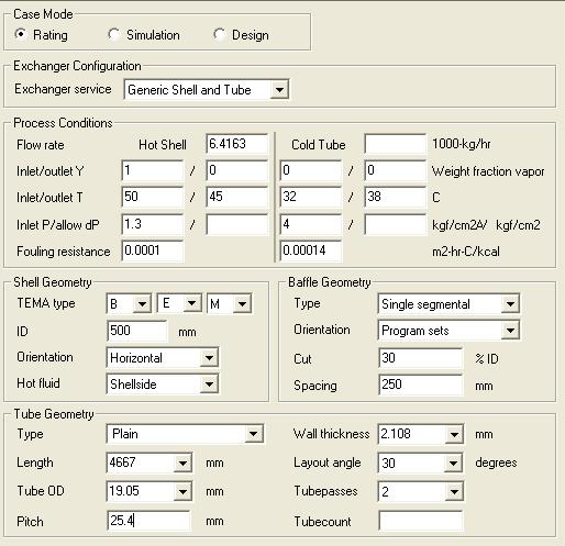 HTRI Input Summary.