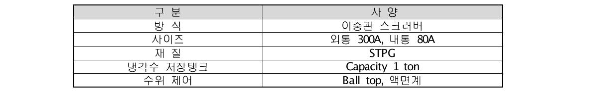 급속냉각 설비 설계 사양