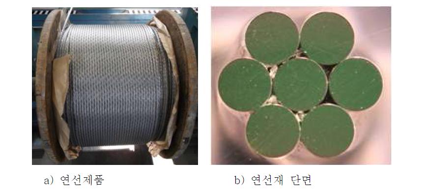 고강도 강심 연선제품 및 단면