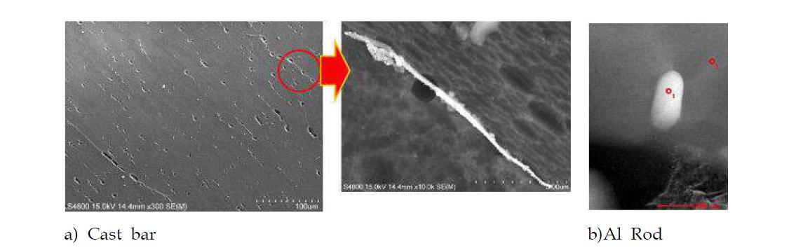 cast bar와 Rod에서 Al3Fe 석출물 분석