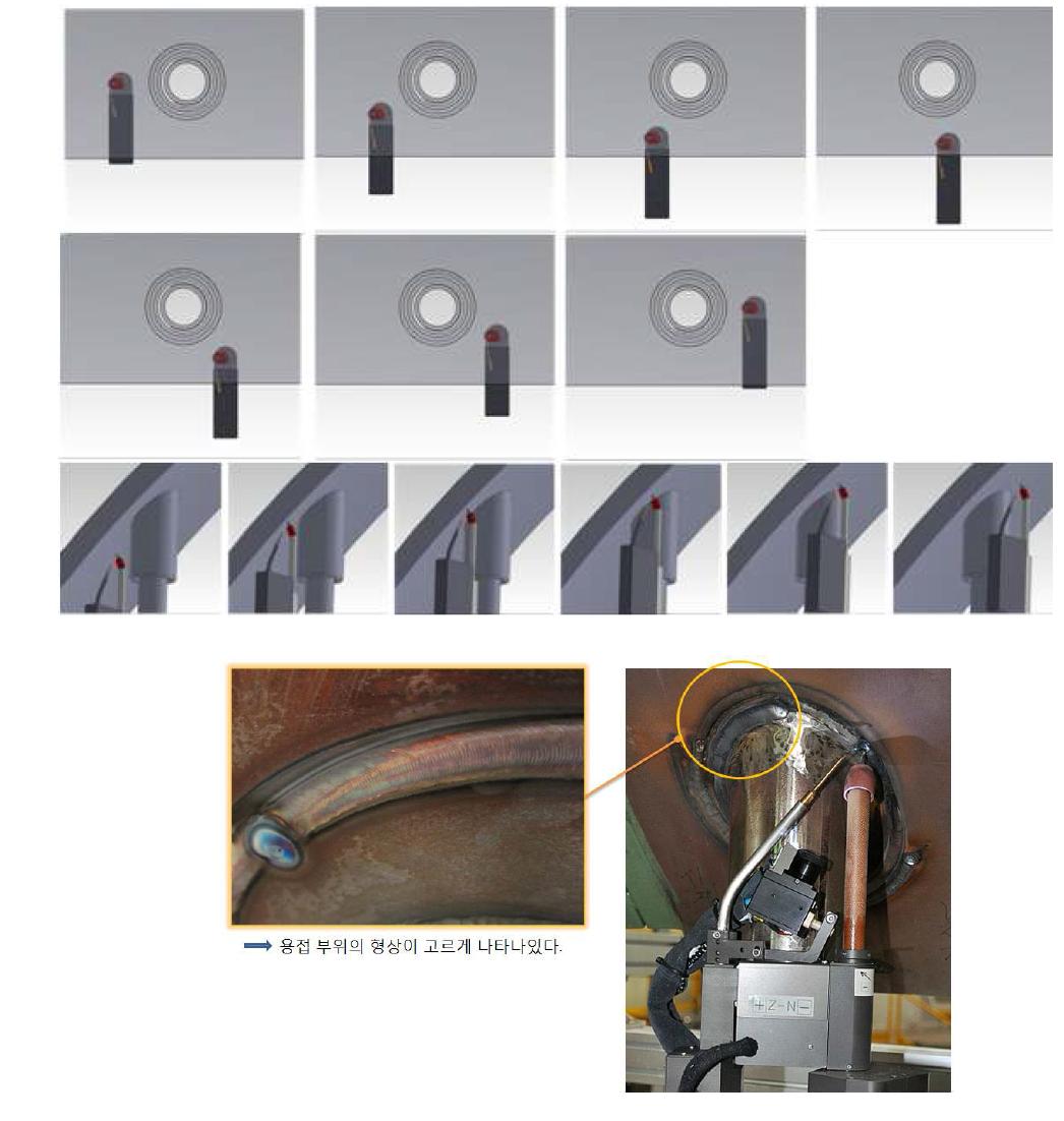수정 보완된 장비를 이용한 용접 장면