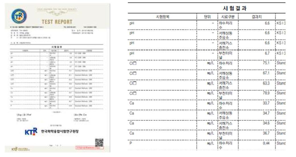 굴포천 하천수의 수질 분석 결과