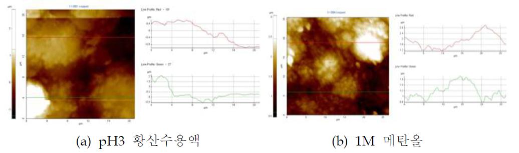 Au/Ni/P30lC70(+CF 5%) 메탈카본컴포지트 분리판의 leaching test 후 표면조도