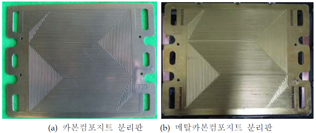 반응면적 200 cm2 Stamping 구조의 메탈카본컴포지트 분리판 사진