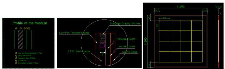 진공유리/DSSC 복층 Profile, 및 진공유리/DSSC 복층 도면
