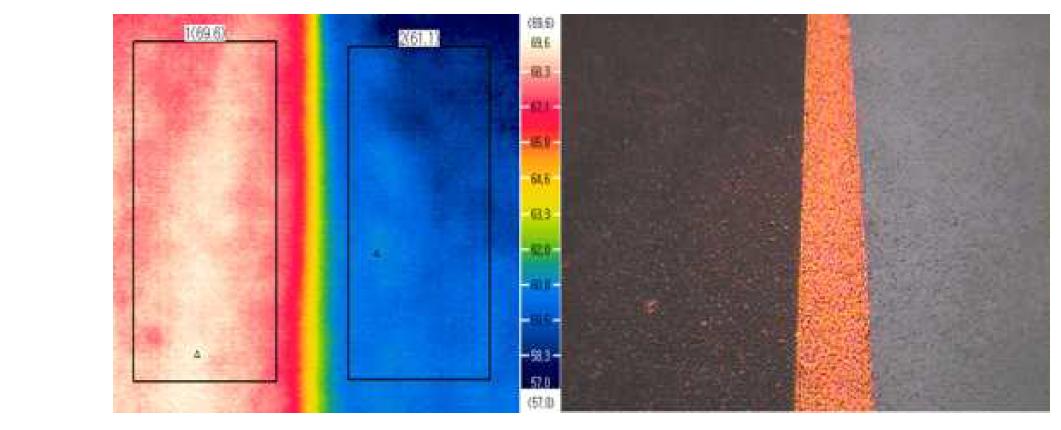 회색 차열성포장 구간의 열화상