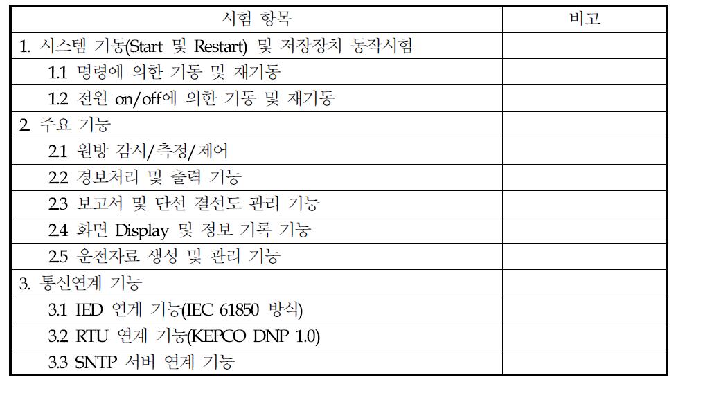 디지털 변전 상위시스템 시험평가 항목