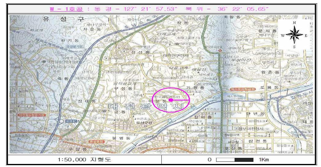 조사지역 위치도: 주변 반경 0.5KM이내