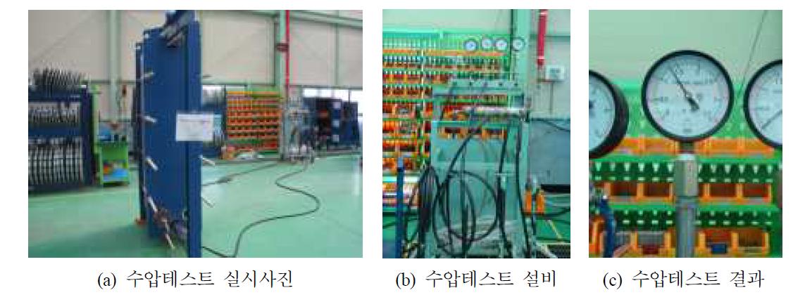 기밀시험(수압 테스트) 실시사진 및 결과