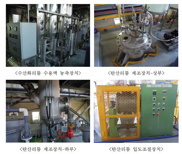 고순도 탄산리튬 제조 demo plant 설비.