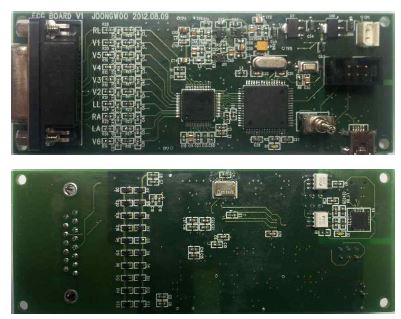 ECG module: 크기:120mm X 45mm, 9V 배터리 구동