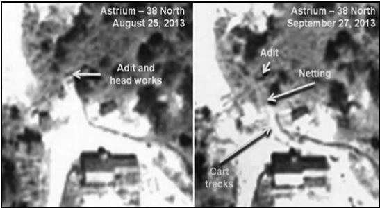 그림 Ⅴ-1 북한 풍계리 핵실험장 갱도 비교사진(좌측 8월, 우측 9월)