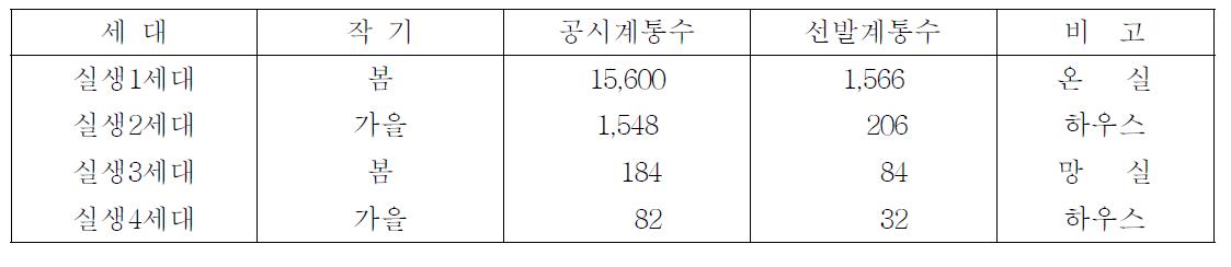 2010년 실생세대 진전 결과