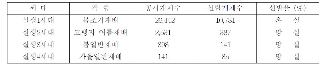 2013년 실생세대 진전 결과