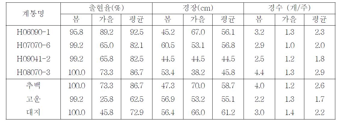 2013년도 선발계통의 가변특성