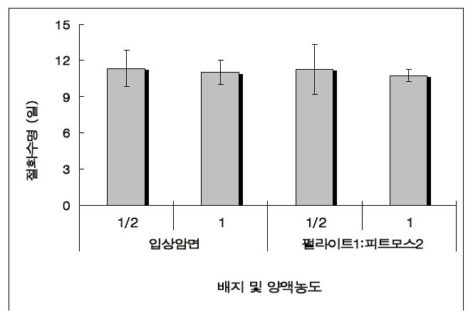 배지와 양액농도에 따른 절화수명