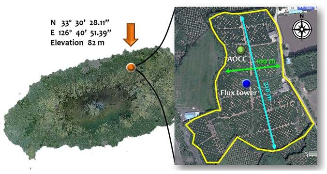 감귤원 탄소흡수량 평가 사이트 위치도