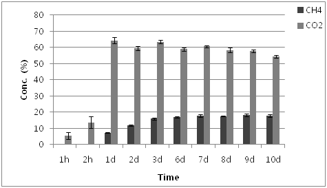 Temporal variation of the standard gas concentration in dialysis cassettes