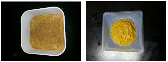 꽃송이버섯 균사체 액상 배양 기질로 사용된 건조 전의 감귤박 사진(분쇄 전)