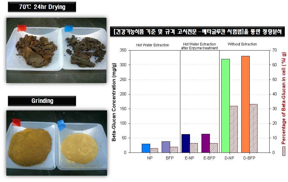 감귤박 배양 종료 후 회수된 꽃송이 버섯 균사체 분말내의 베타글루칸 함량 분석