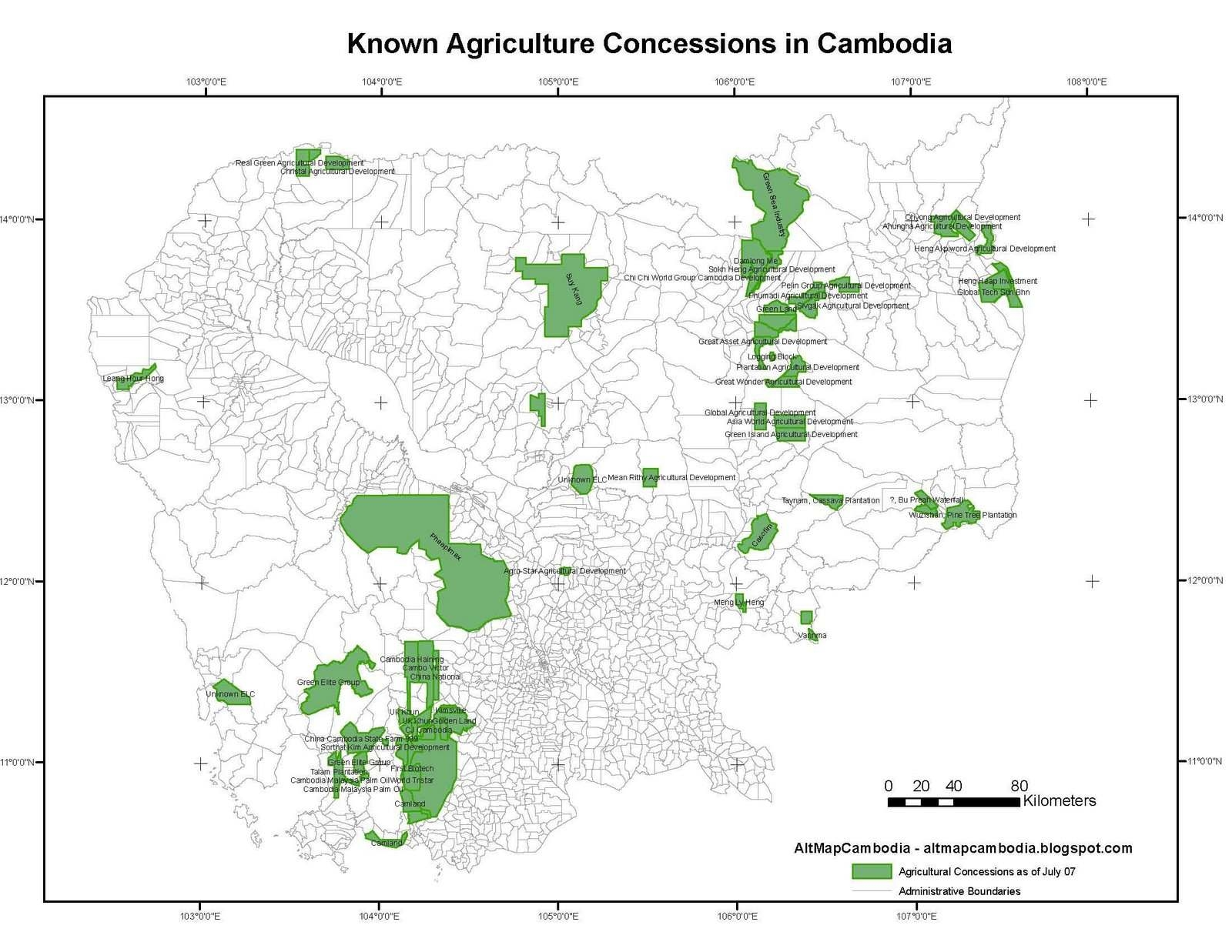 캄보디아의 농지 양도 지역