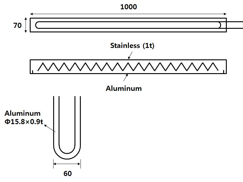 Outline and dimensions of the copper pipe (Unit: mm)