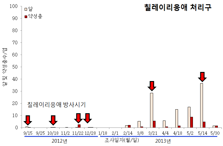 합천 고설딸기에서 천적을 이용한 점박이응애 방제효과(2013)