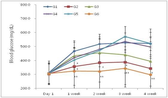 Changes of blood glucose in db/db mouse