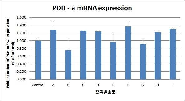 잡곡발효물의 PDH - a mRNA 발현 양
