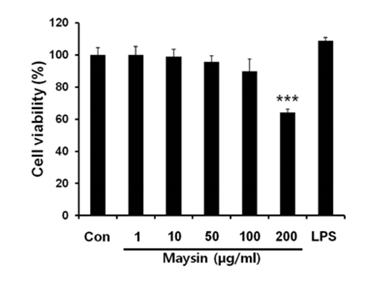 Effect of maysin on the viability of RAW 264.7 cells