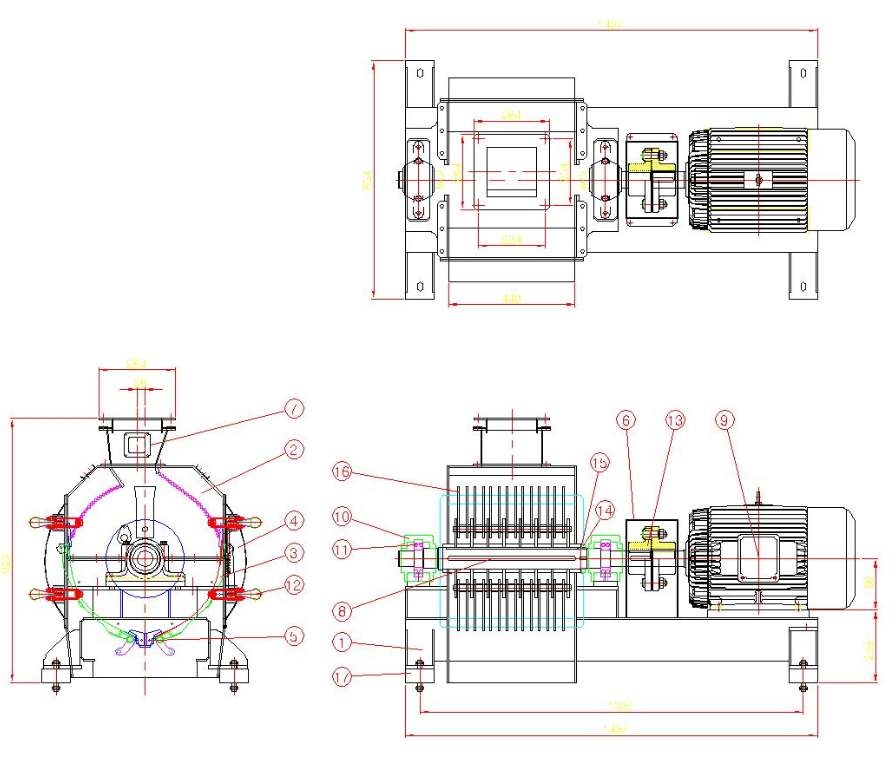 CAD for the prototype of biomass crusher