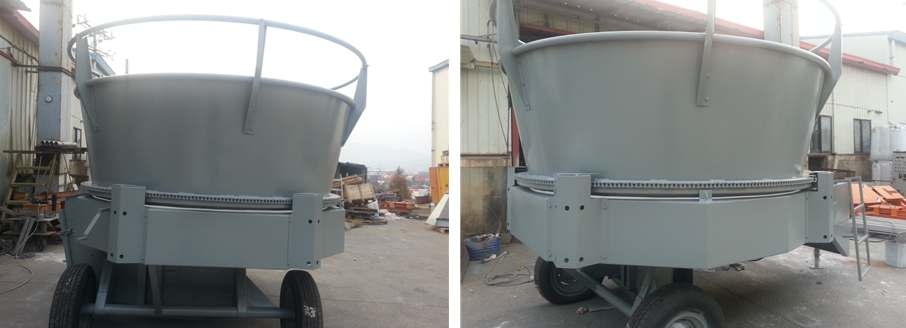 View of rear (left) and side (right) of the biomass chipper prototype
