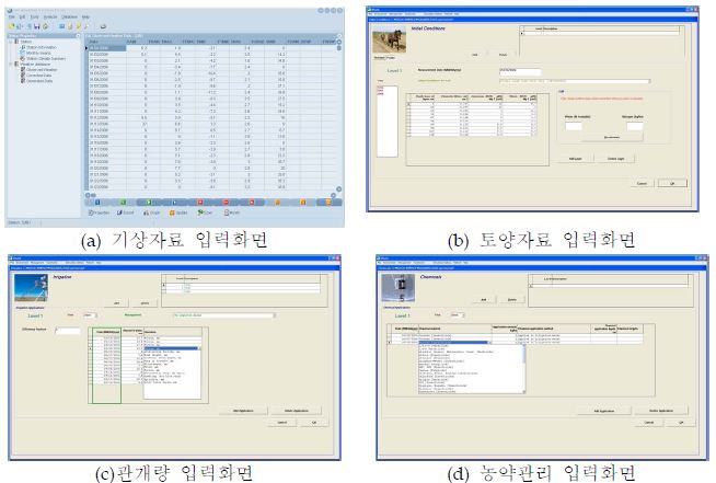 DSSAT 필요정보 입력화면