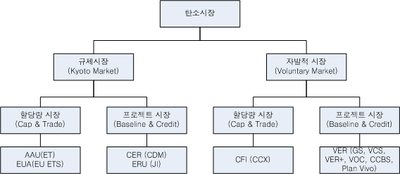 탄소시장의 분류 (남재작 등, 2011)