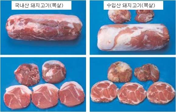 국내산과 수입산 돼지고기(목살)