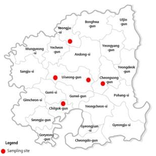 Study sites located in Gyengsangbuk-do, Korea.