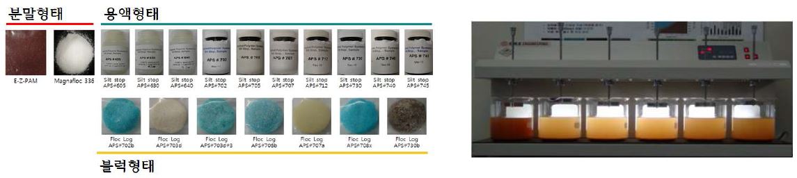 그림 1. 최적의 친환경 폴리머 선정을 위한 Jar-test 시험