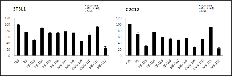 제조 방법 수정 후 C2C12와 3T3L1의 증식