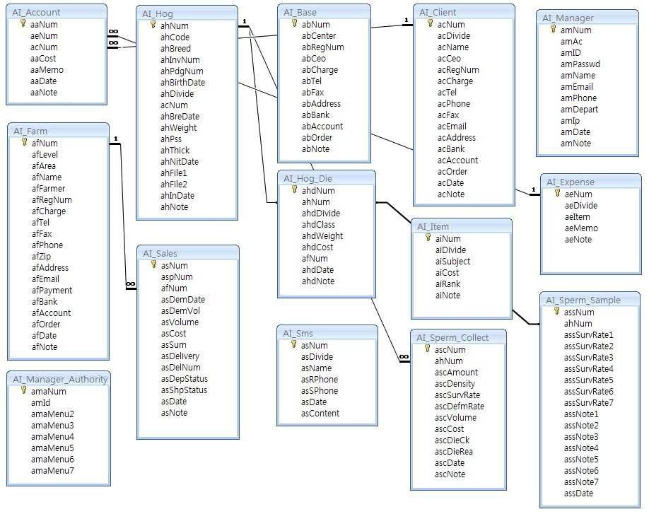 Relational structure of DB Schema