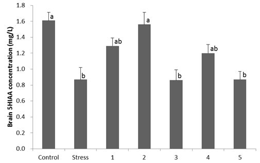 5-HIAA composition in brain of rat supplemented with medicinal herbs