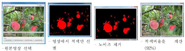 촬영영상의 색상 분석 과정(여러개의 과실이 촬영된 경우)